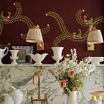 Обои с вышивкой ручной работы Fyodor Original colourway on Merlot linen варинант исполнения - 4 | Loft Concept в Костроме