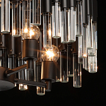 Люстра круглая из матового черного металла с подвесками из прозрачных стеклянных трубок Noir Tubes варинант исполнения - 6 | Loft Concept в Костроме