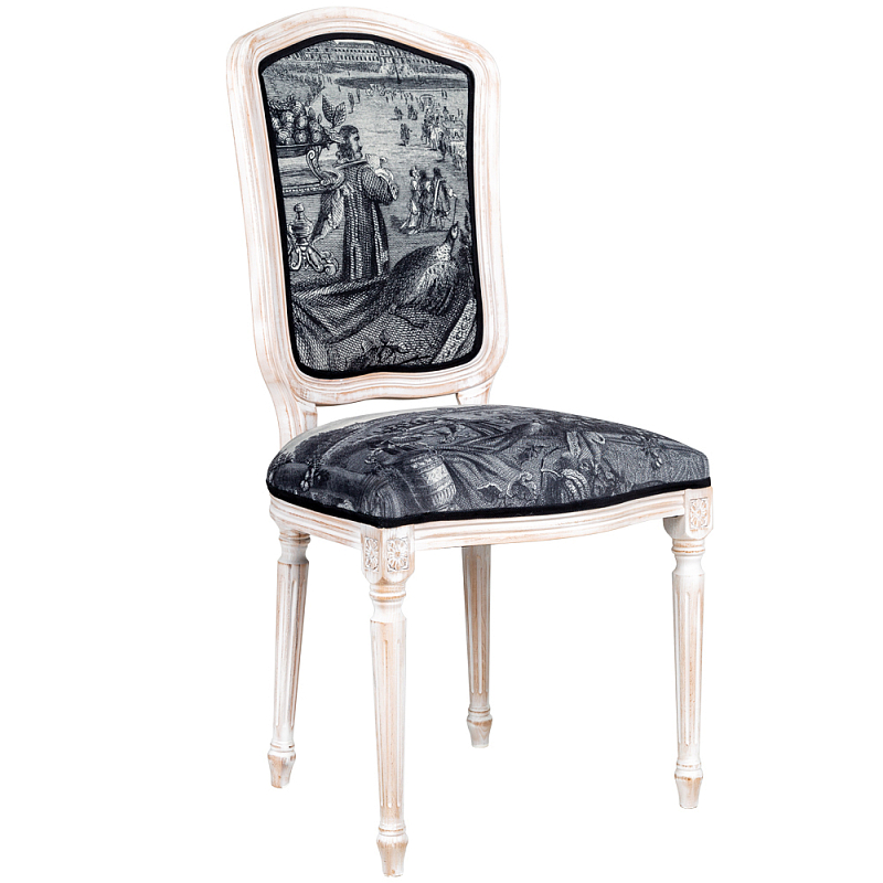 Стул Tuileries Square Stool Черно-белый Белый винтажная патина Стул Tuileries Square Stool Черно-белый Белый винтажная патина в Костроме | Loft Concept