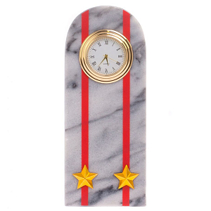 Часы погон МВД подарочные настольные из натурального камня Мрамор Military Clock