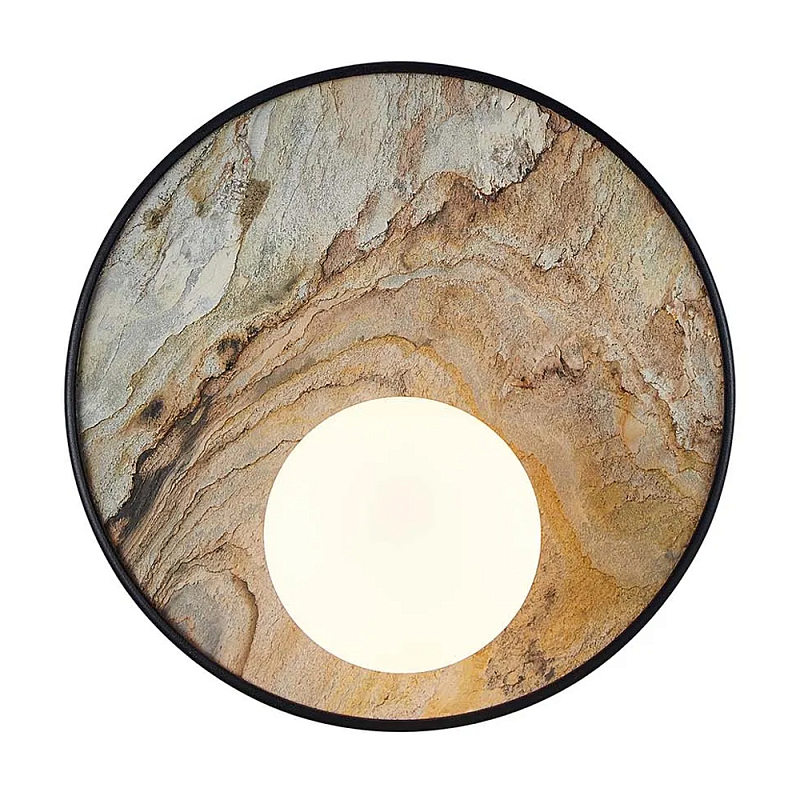 Бра круглое с каменным диском в металлической раме Sandstone Painting  в Костроме | Loft Concept 
