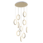 Потолочная люстра каскадная светодиодная с золотистым каркасом Ring of Fire варинант исполнения - 1 | Loft Concept в Костроме