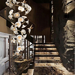 Люстра каскадная из белых цветов каллы и птичек Refined Taste of Light варинант исполнения - 3 | Loft Concept в Костроме