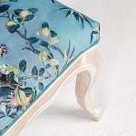 Банкетка из массива бука с цветочным принтом Turquoise Beige Chinoiserie Garden Banquette варинант исполнения - 4 | Loft Concept в Костроме