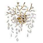 Бра золотого цвета с декоративными ветвями и прозрачными подвесками в форме листьев Droplet Chandelier варинант исполнения - 1 | Loft Concept в Костроме