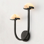 Бра с 2-мя мраморными плафонами на черном корпусе Light Warm Light варинант исполнения - 1 | Loft Concept в Костроме