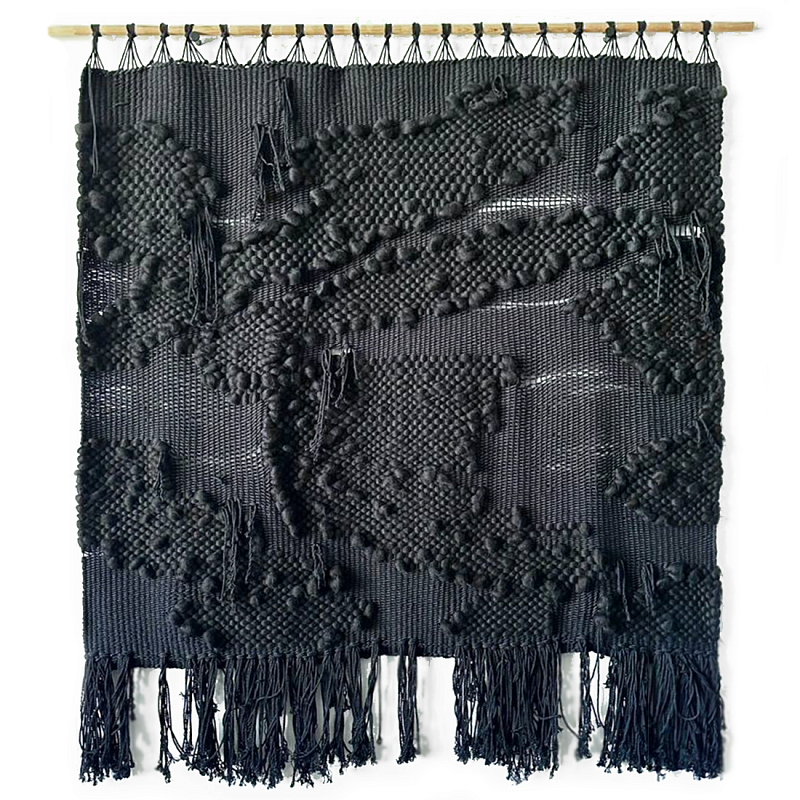 Гобелен из шерсти мериноса с узелками Ночь  Черный в Костроме | Loft Concept 