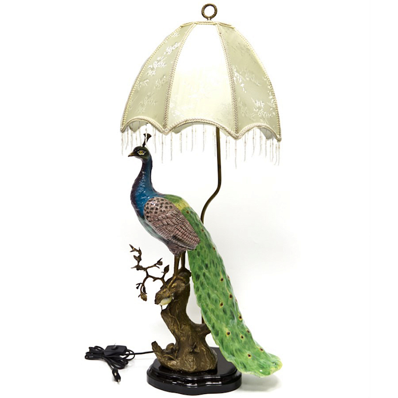 Настольная лампа Peacock Lamp Белый Зеленый Синий Бронза Настольная лампа Peacock Lamp Белый Зеленый Синий Бронза в Костроме | Loft Concept