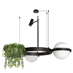 Подвесной светильник с 2-мя шарообразными плафонами и цилиндрическим спотом Light of Еyes варинант исполнения - 2 | Loft Concept в Костроме