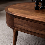 Кофейный стол овальный из дерева с 2-мя ящиками Coffee Walnut Table варинант исполнения - 5 | Loft Concept в Костроме