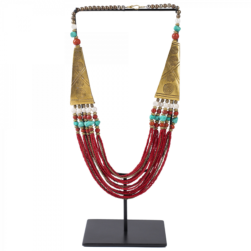 Ожерелье на подставке NECKLACE RED AND BRASS Латунь Красный Ожерелье на подставке NECKLACE RED AND BRASS Латунь Красный в Костроме | Loft Concept