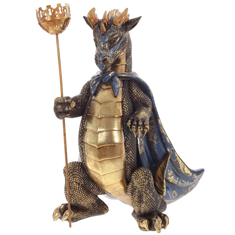 Подсвечник в виде дракона Dragon candlestick Gold Blue Золотой Синий Подсвечник в виде дракона Dragon candlestick Gold Blue Золотой Синий в Костроме | Loft Concept