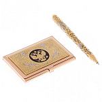 Набор из ручки шариковой металлической и карманной визитницы с гравировкой Герба России Metal Pens варинант исполнения - 1 | Loft Concept в Костроме