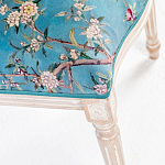 Стул из массива бука бирюзовый с изображением птиц и цветов Turquoise Beige Chinoiserie Peach Garden Chair варинант исполнения - 5 | Loft Concept в Костроме