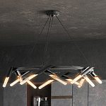 Люстра круглая с трубчатыми лампочками Vanguard Circle варинант исполнения - 3 | Loft Concept в Костроме