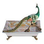 Блюдо квадратное с павлином на бронзовых ножках Eden Garden варинант исполнения - 3 | Loft Concept в Костроме