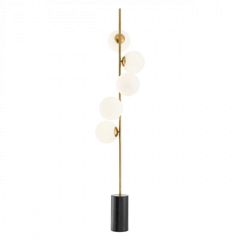 Торшер Eichholtz Floor Lamp Tempo Brass Белый Латунь Античная полированная Черный Мрамор Nero Торшер Eichholtz Floor Lamp Tempo Brass Белый Латунь Античная полированная Черный Мрамор Nero в Костроме | Loft Concept