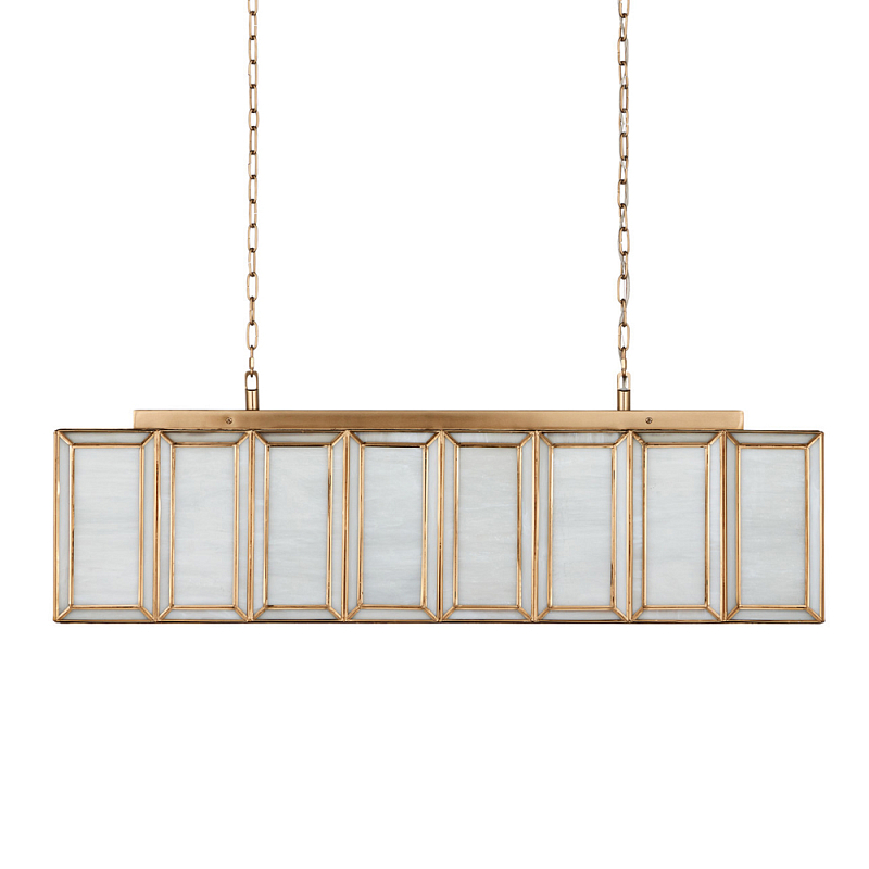 Люстра прямоугольная с каркасом золотого цвета Soft Glow Lamps Золотой Молочный в Костроме | Loft Concept 