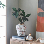 Ваза с нежным цветочным узором в пастельных тонах и крышкой с золотым акцентом Chinoiserie Ceramics варинант исполнения - 6 | Loft Concept в Костроме