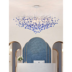 Люстра овальная с синими стеклянными подвесками в форме капель FAIRYTREE Light варинант исполнения - 3 | Loft Concept в Костроме