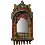 Настенное зеркало в резной раме из тропического дерева Carved Wood Mirror Colorful варинант исполнения - 1 | Loft Concept в Костроме