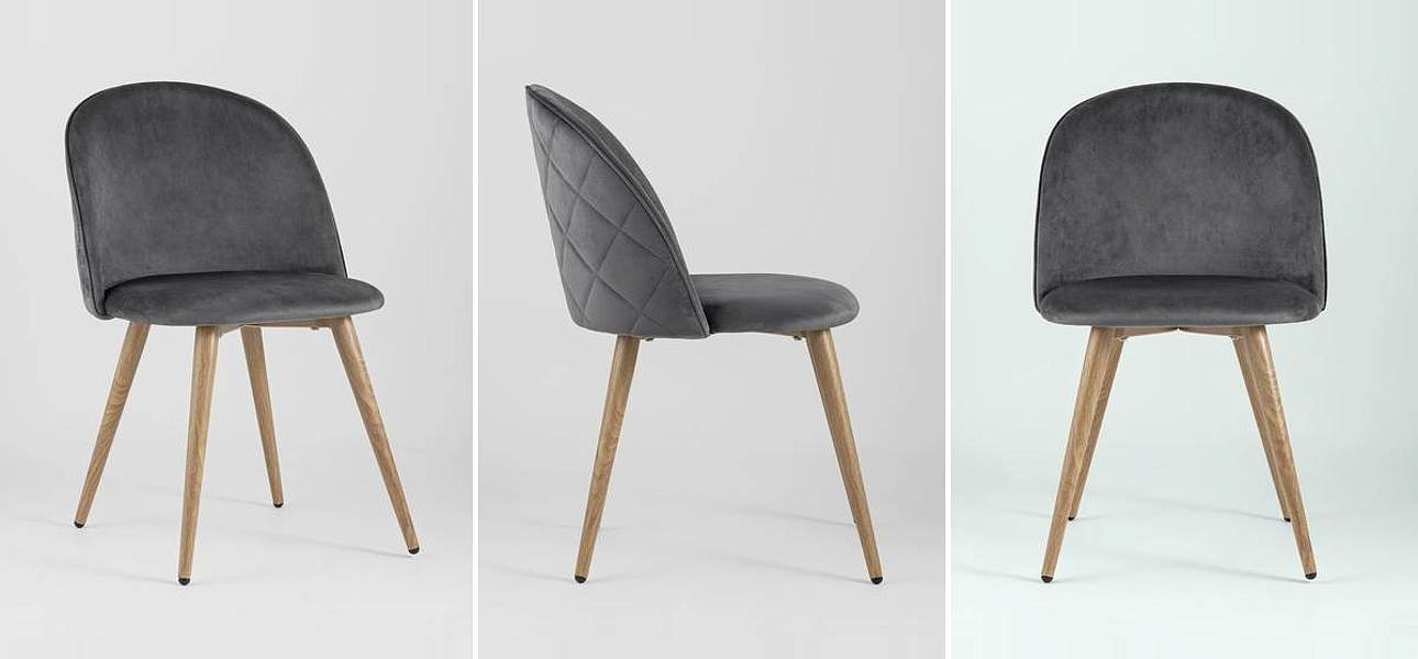 Стул Miruna Chair Спинка Ромбы Серый Велюр Стул Miruna Chair Спинка Ромбы Серый Велюр - Loft-Concept в Костроме