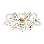 Потолочная люстра круглая ветвистыми бронзовыми элементами и стеклянными рифлеными дисками Textured Glass Chandelier варинант исполнения - 3 | Loft Concept в Костроме