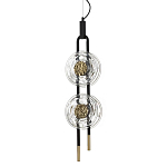 Подвесной светильник с 2-мя прозрачными стеклянными плафонами и золотистыми центральными вставками Virelia  варинант исполнения - 1 | Loft Concept в Костроме