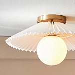 Потолочный светильник с белым плиссированным абажуром Headquarters варинант исполнения - 2 | Loft Concept в Костроме