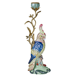 Подсвечник в образе попугая из фарфора с бронзовыми элементами Eden Garden варинант исполнения - 1 | Loft Concept в Костроме