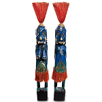 Комплект из 2-х деревянных статуэток Asmat Straw Headdress Statuettes Multicolor варинант исполнения - 3 | Loft Concept в Костроме