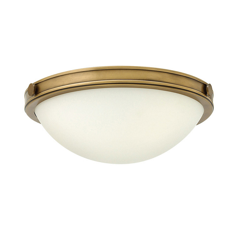 Потолочный светильник цвета латунь с полусферическим матовым белым плафоном Hinkley Латунь Белый в Костроме | Loft Concept 