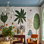 Обои с вышивкой ручной работы Mughal Trees Original colourway on linen варинант исполнения - 5 | Loft Concept в Костроме