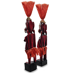 Комплект из 2-х деревянных статуэток Asmat Red Straw Headdress Statuettes Red Gold варинант исполнения - 2 | Loft Concept в Костроме