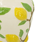 Ваза с крышкой кремового цвета и объемным рисунком лимонов и листьев Lemon Delight варинант исполнения - 3 | Loft Concept в Костроме