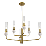 Люстра с 6-ю плафонами в форме стеклянных трубок и мраморных декоративных элементов Montreal варинант исполнения - 4 | Loft Concept в Костроме