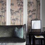 Обои ручная роспись Distant Bamboo Special Colourway on Lead Grey dyed silk варинант исполнения - 2 | Loft Concept в Костроме