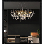 Люстра черная с прозрачными стеклянными подвесками в форме капель FAIRYTREE Light варинант исполнения - 5 | Loft Concept в Костроме