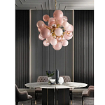 Люстра розовые шары на золотом каркасе Pink Light Bubbles варинант исполнения - 3 | Loft Concept в Костроме