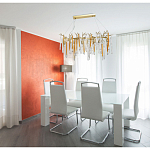 Люстра линейная золотого цвета с декоративными ветвями и длинными стеклянными подвесками в форме сосулек Droplet Chandelier варинант исполнения - 10 | Loft Concept в Костроме