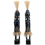Комплект из 2-х деревянных статуэток Asmat Straw Headdress Statuettes Dark Blue варинант исполнения - 5 | Loft Concept в Костроме