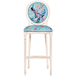 Барный стул из массива бука с изображением птиц и цветов Turquoise Beige Chinoiserie Garden Chair варинант исполнения - 1 | Loft Concept в Костроме