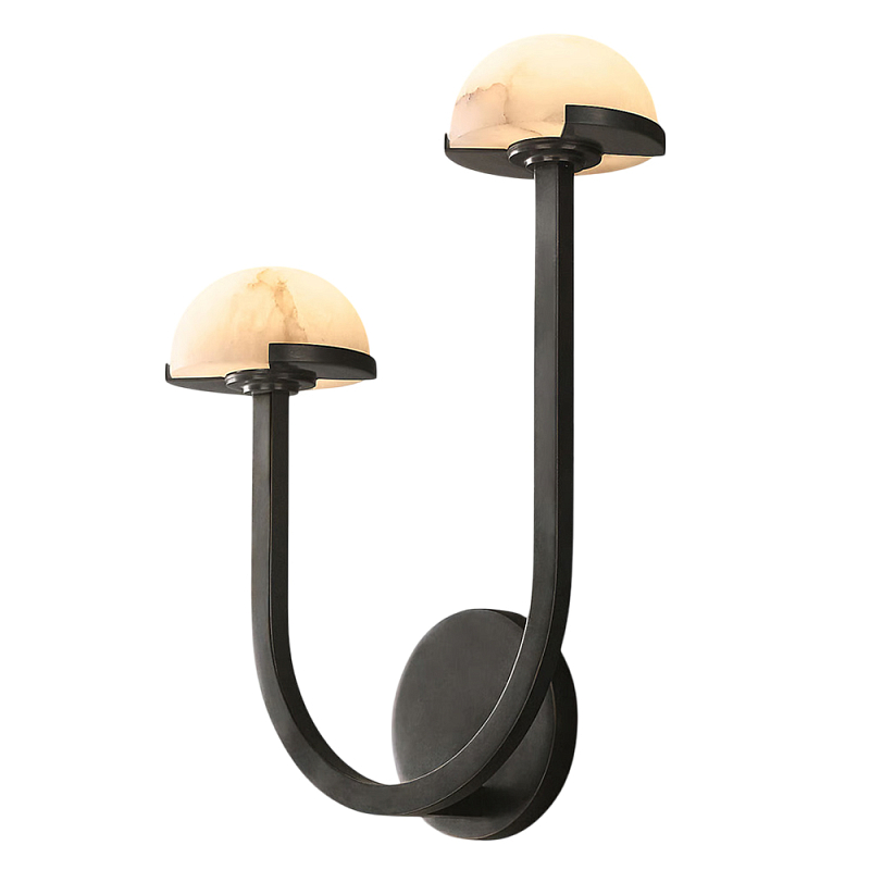 Бра с 2-мя мраморными плафонами на черном корпусе Light Warm Light Черный Бра с 2-мя мраморными плафонами на черном корпусе Light Warm Light Черный в Костроме | Loft Concept