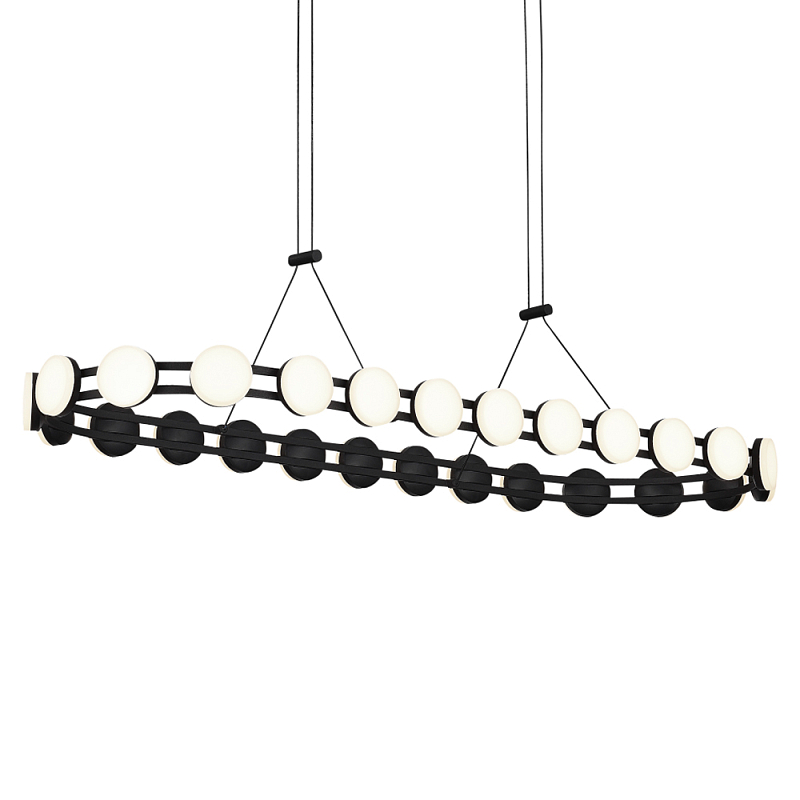 Люстра овальная с круглыми светодиодными источниками света Maxine Light Золотой Черный Белый в Костроме | Loft Concept 