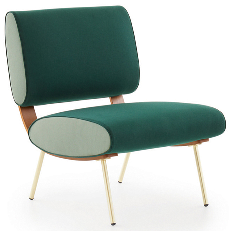 Дизайнерское кресло без подлокотников Gio Ponti ROUND D.154.5 Armchair Зеленый Коричневый Золотой в Костроме | Loft Concept 