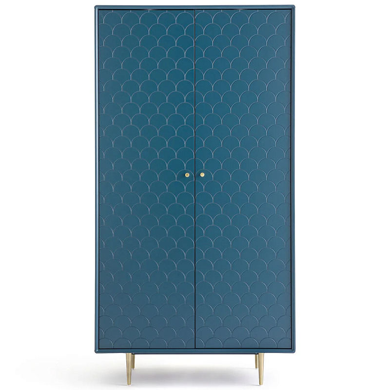 Шкаф двухдверный Scale Ornament Blue Wardrobe Синий Латунь Шкаф двухдверный Scale Ornament Blue Wardrobe Синий Латунь в Костроме | Loft Concept