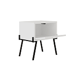 Прикроватная тумба белая с откидной резной дверцей на 4-х металлических ножках NAIVE NIGHTSTAND WHITE варинант исполнения - 1 | Loft Concept в Костроме