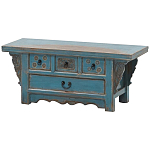 Деревянная ТВ-тумба в китайском стиле с 4-мя ящиками и резным декором голубая Luo Chinese TV Stand Blue варинант исполнения - 2 | Loft Concept в Костроме