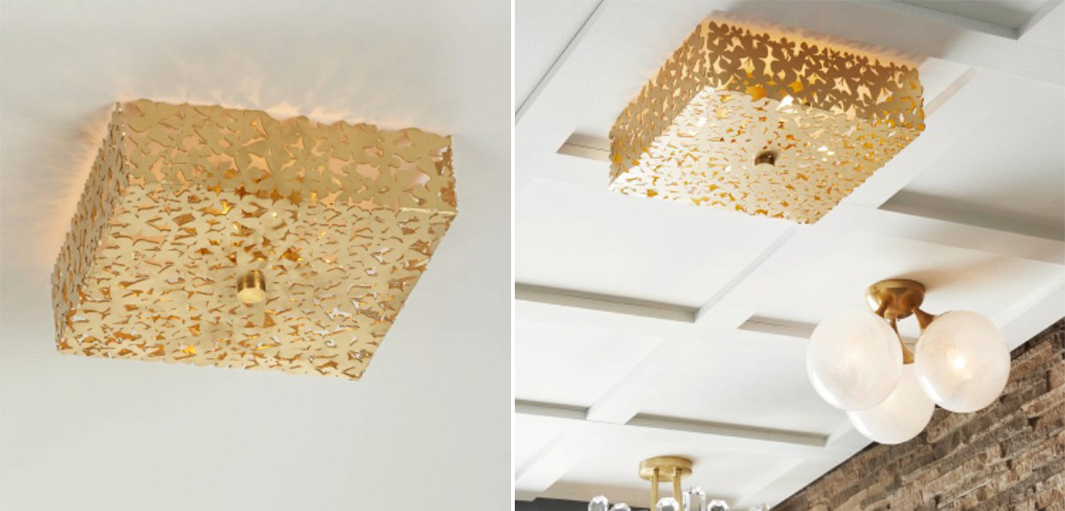 Светильник квадратный с золотыми бабочками Tommy Mitchell Square Butterfly Flush-Mount Light Светильник квадратный с золотыми бабочками Tommy Mitchell Square Butterfly Flush-Mount Light - Loft-Concept в Костроме