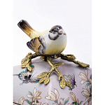 Шкатулка фиолетового цвета с рисунком бабочек и крышкой с фигуркой птицы на ветке Eden Garden варинант исполнения - 4 | Loft Concept в Костроме